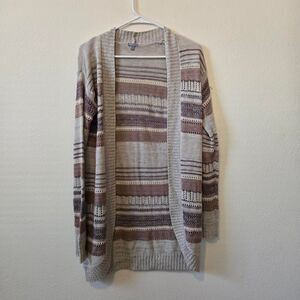 Women's Charlotte Russe Muted Fall Stripe Knit Cozy Open Front Cardigan Small